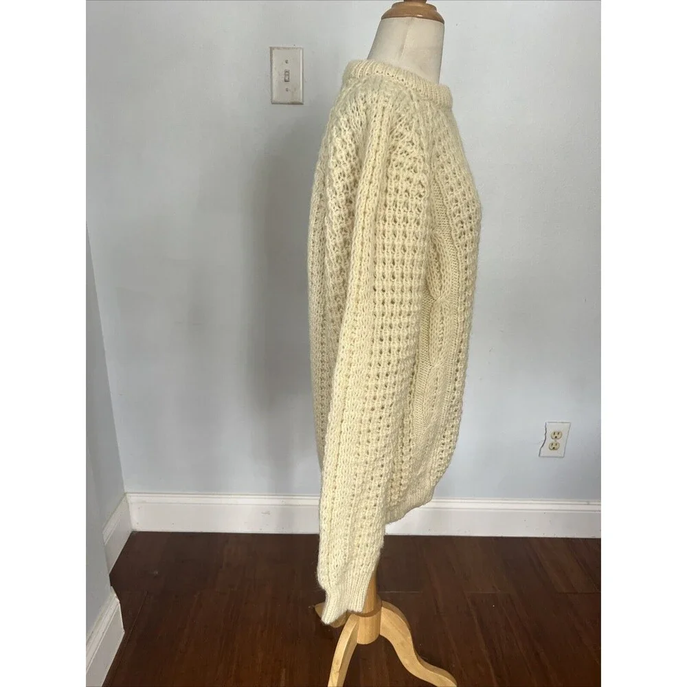 Blarney Mills Aran Fisherman Pure Wool Chunky Knit Women's‎ Handmade Sweater 40